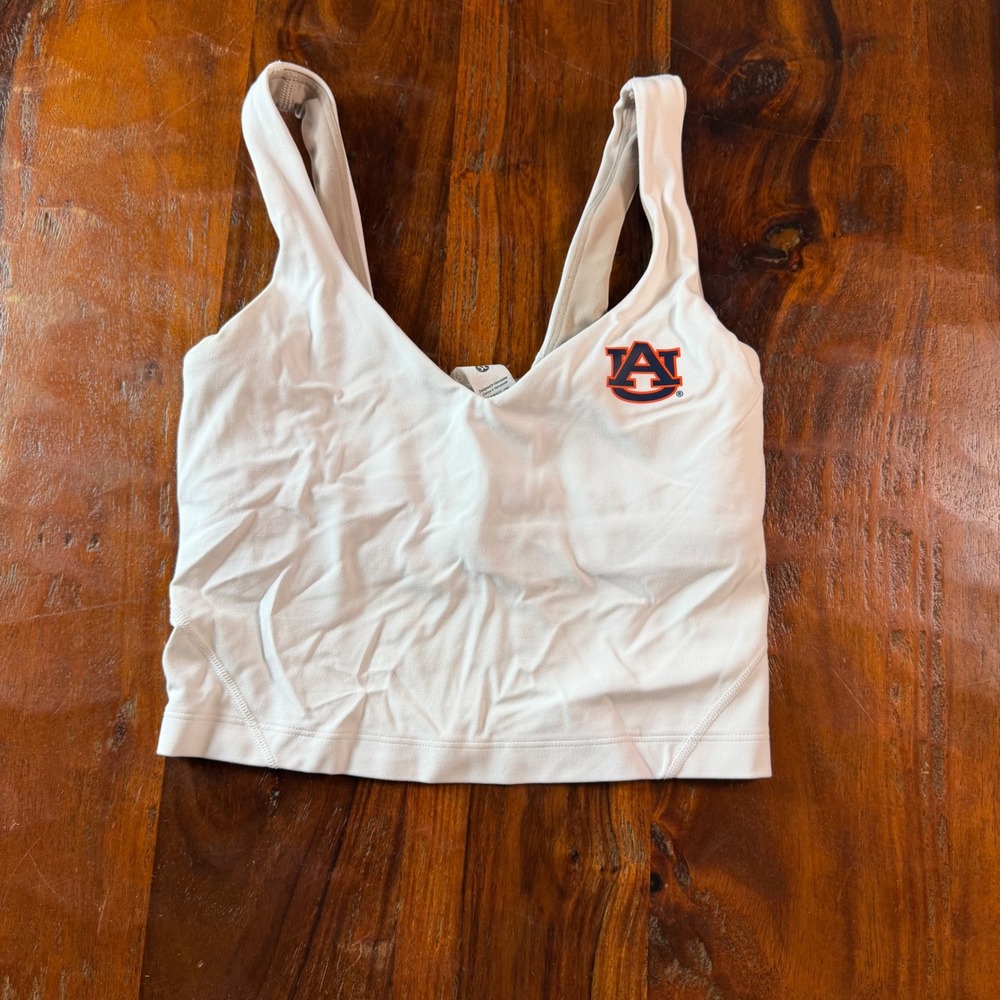 Lululemon Auburn Tigers Align Tank Top White Size 0 Nulu Cropped Bra LW1DUDS